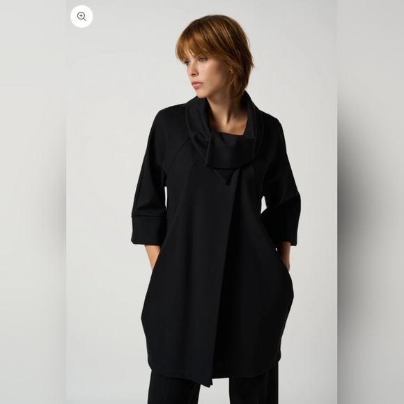 JOSEPH RIBKOFF* cocoon faux cowl asymmetric 3/4 sleeve button front jacket sz 10 - Picture 3 of 16